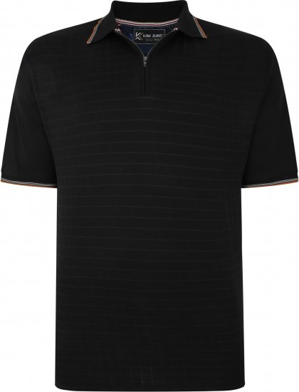 Kam Jeans 5491 Jersey Weave 1/4 Zip Polo Black - Polo shirts - Grote Maten Poloshirts Heren