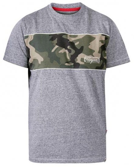 D555 Major Camo Print Crew Neck T-Shirt Grey - T-shirts - Grote Maten T-shirts Heren