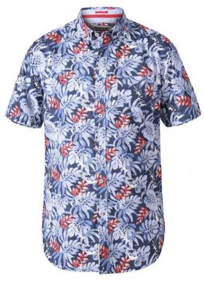 D555 Malibu Hawaiian Short Sleeve Shirt Blue - Overhemden - Overhemden Grote Maten Heren