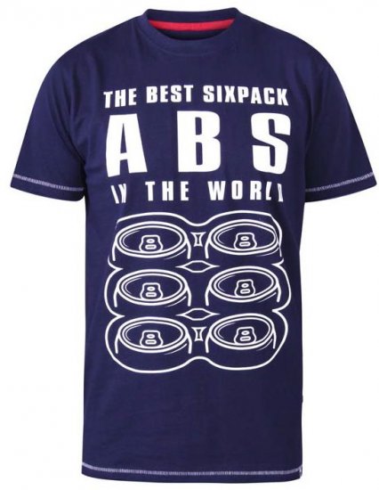 D555 Marco Best Sixpack Abs Crew Neck Printed T-Shirt Navy - T-shirts - Grote Maten T-shirts Heren