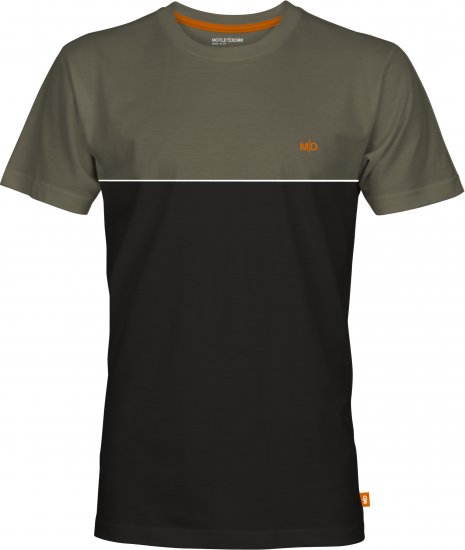 Motley Denim Athens Two-Toned T-Shirt Black/Dark Khaki - T-shirts - Grote Maten T-shirts Heren