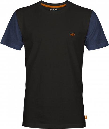 Motley Denim Vigo Colored Short Sleeve T-Shirt Black/Dark Indigo - T-shirts - Grote Maten T-shirts Heren