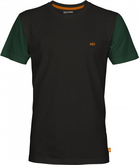 Motley Denim Vigo Colored Short Sleeve T-Shirt Black/Racing Green - T-shirts - Grote Maten T-shirts Heren
