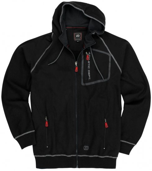 Adamo Michael Hoodie with Zipper Black - Sweaters & hoodies - Sweaters & Hoodies Grote Maten Heren