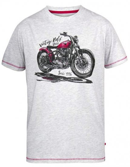 D555 Miles Vintage Rides Motorbike Crew Neck Printed T-Shirt - T-shirts - Grote Maten T-shirts Heren