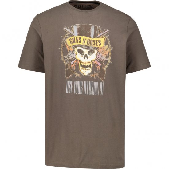 JP1880 T-Shirt Skull Print Guns N Roses Khaki - T-shirts - Grote Maten T-shirts Heren