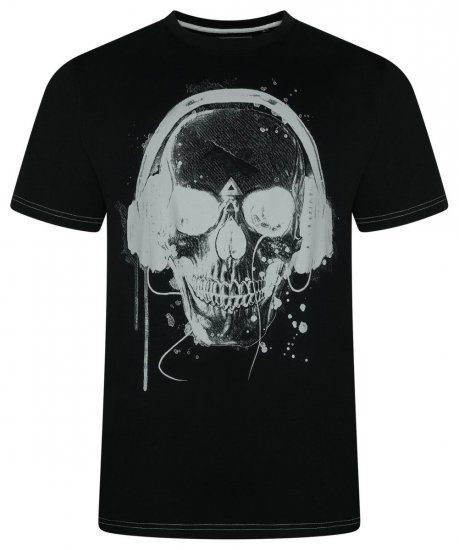 Kam Jeans 5811 T-shirt met doodshoofdprint Zwart - T-shirts - Grote Maten T-shirts Heren