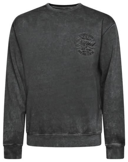 Kam Jeans 7081 Sweater met borduursel Zwart - Sweaters & hoodies - Sweaters & Hoodies Grote Maten Heren