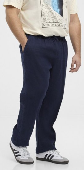 North Latitude 51142 Linnen broek met elastische taille Donkerblauw - Jeans & broeken - Jeans & Broeken Grote Maten Heren