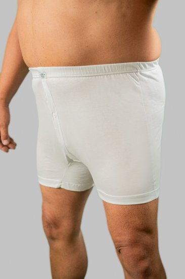 20 Nodi Combed Cotton Jersey Boxer with Front Button Fly White - Ondergoed & zwem - Grote Maten Ondergoed Heren