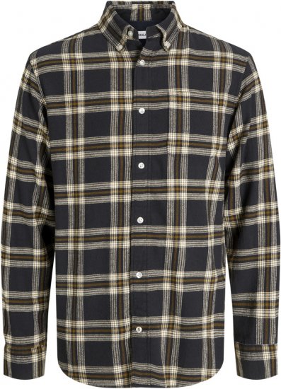 Jack & Jones Classic Flannel Long Sleeve Shirt Black - Overhemden - Overhemden Grote Maten Heren