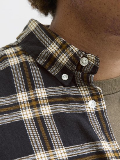Jack & Jones Classic Flannel Long Sleeve Shirt Black - Overhemden - Overhemden Grote Maten Heren