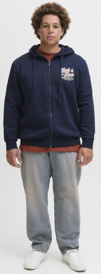 Jack & Jones Logo 2 COL Hoodie with Zipper Blue - Sweaters & hoodies - Sweaters & Hoodies Grote Maten Heren