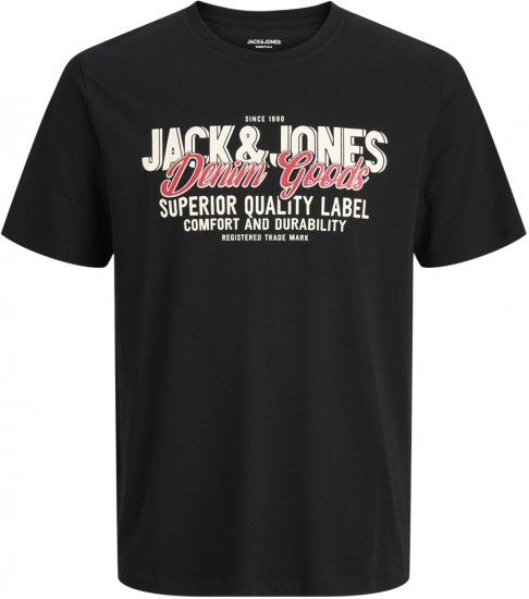 Jack & Jones Logo 2COL T-Shirt Black - T-shirts - Grote Maten T-shirts Heren