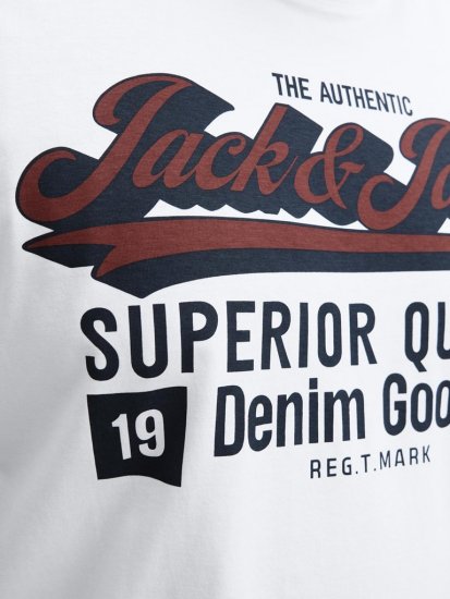 Jack & Jones Logo 2COL T-Shirt White - T-shirts - Grote Maten T-shirts Heren