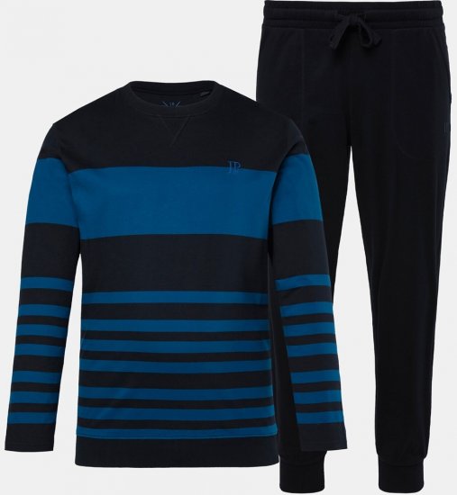 JP1880 Pyjamas Two-piece Long Sleeve with Stripes Blue - Ondergoed & zwem - Grote Maten Ondergoed Heren