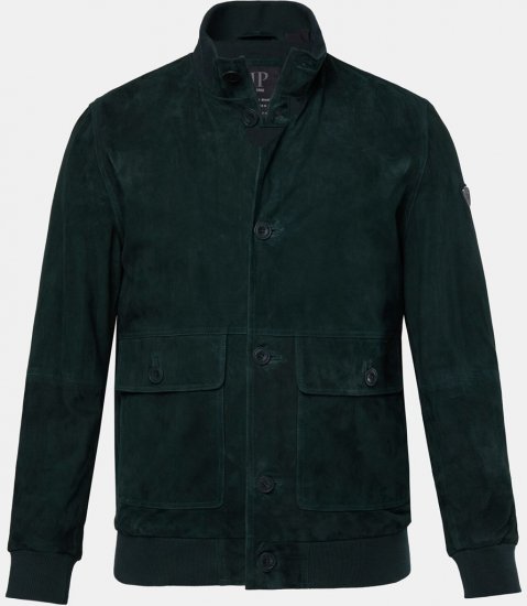 JP1880 Leather Jacket Suede with Stand-up Collar Dark Green - Jassen - Grote Maten Herenjassen