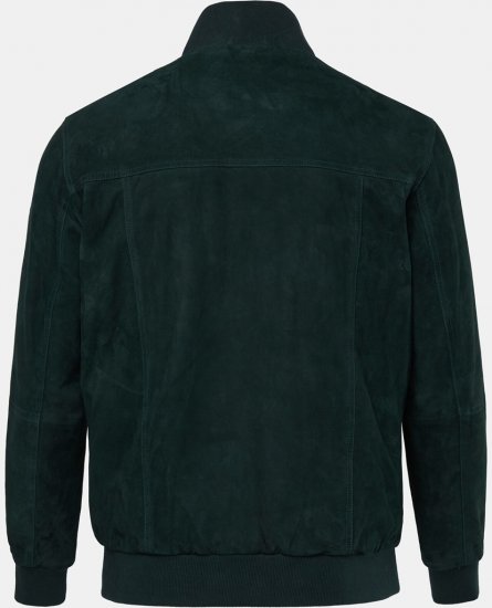 JP1880 Leather Jacket Suede with Stand-up Collar Dark Green - Jassen - Grote Maten Herenjassen