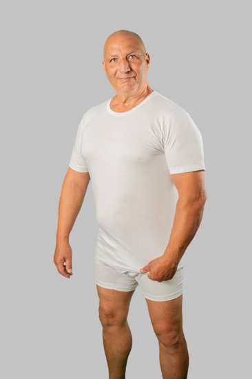 20 Nodi Short Sleeve Crew Neck in Combed Cotton Jersey White - Ondergoed & Zwem - Grote Maten Ondergoed Heren