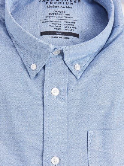 Jack & Jones Brook Oxford Shirt Long Sleeve Blue - Overhemden - Overhemden Grote Maten Heren