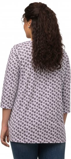 Ulla Popken Polka Dot 3/4 Sleeve Square Neck A-Line Tee Light Blue-Grey - Bedrukte T-shirts voor dames - 
