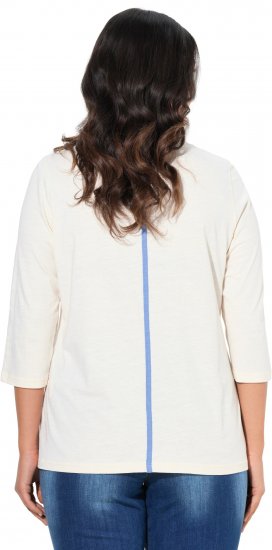 Ulla Popken Photo Graphic 3/4 Sleeve Tee Pearl White - Bedrukte T-shirts voor dames - 