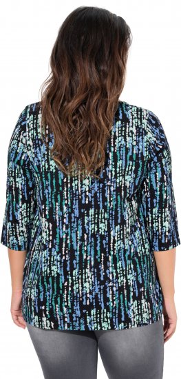 Ulla Popken Graphic Print Square Neck Tee Black - Bedrukte T-shirts voor dames - 