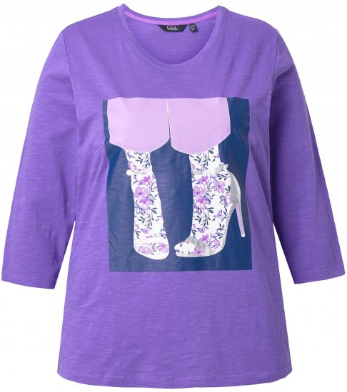 Ulla Popken Fashion Graphic T-Shirt Purple - Bedrukte T-shirts voor dames - 
