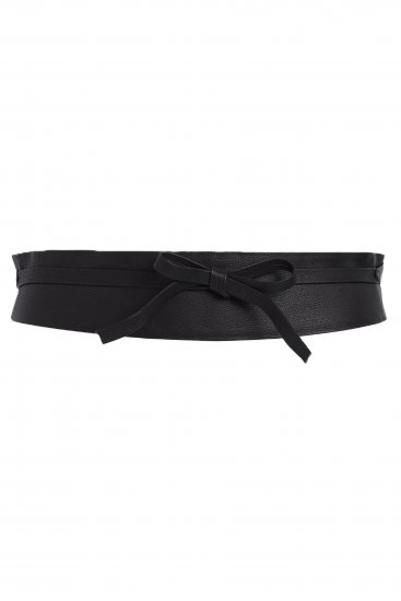 Ulla Popken Soft Leather Tie Belt Black - Damesriemen - 