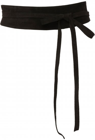 Ulla Popken Leather Tie Belt Black - Damesriemen - 