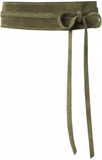 Ulla Popken Leather Tie Belt Olive Gray - Damesriemen - 