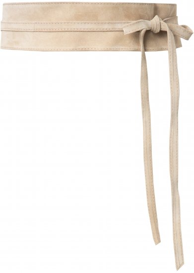 Ulla Popken Leather Tie Belt Beige - Damesriemen - 