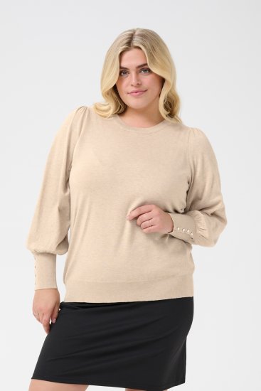 Kaffe Curve Lizzy Trui met lange mouw Beige - Truien & knitwear - 