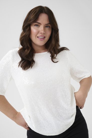 Kaffe Curve Mirana Sequin Blouse Chalk - Blouses - 