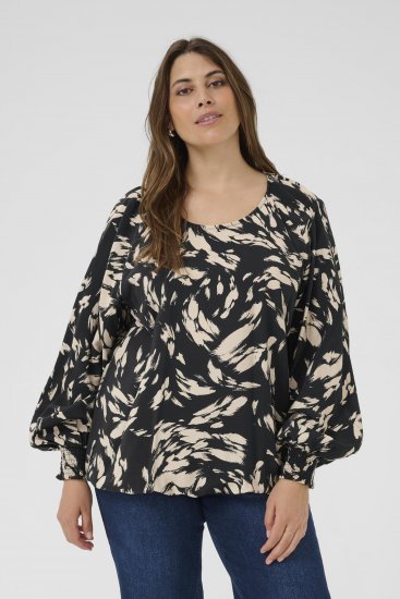 Kaffe Curve Olla Blouse met lange mouw Zwart - Blouses & tunieken - 