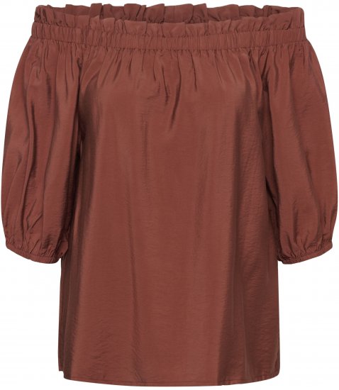 Kaffe Curve Neela Off-Shoulder Blouse Henna Brown - Blouses & tunieken - 
