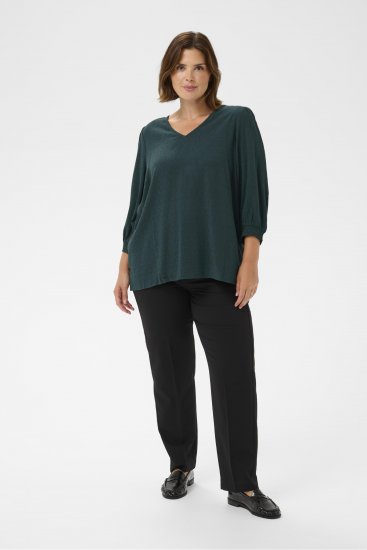 Kaffe Curve Pippi Blouse 3/4 Sleeve Magical Forest Green - Blouses & tunieken - 