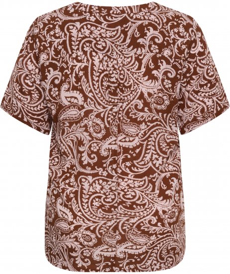 Kaffe Curve Ami Short Sleeve Blouse Printed Henna Brown - Blouses & tunieken - 