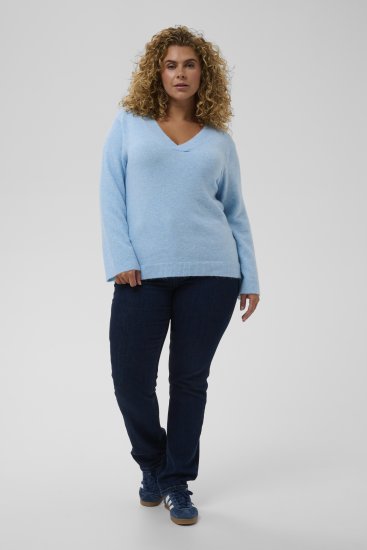 Kaffe Curve Jilanda V-Neck Pullover Blue - Truien & knitwear - 
