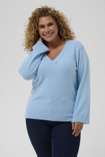 Kaffe Curve Jilanda V-Neck Pullover Blue - Truien & knitwear - 