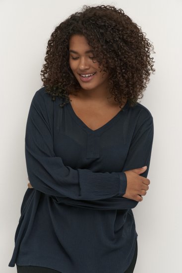 Kaffe Curve Ami Lange mouw Blouse Midnight marine - T-shirts - 