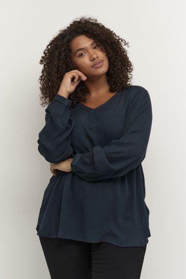 Kaffe Curve Ami Lange mouw Blouse Midnight marine - T-shirts - 