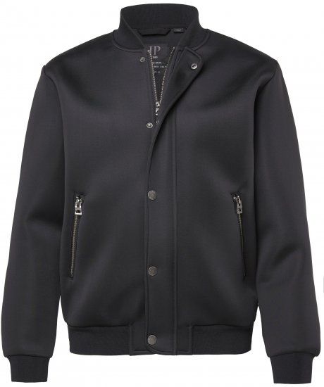 JP1880 College Jacket Scuba Fabric with Zipper Black - Jassen - Grote Maten Herenjassen