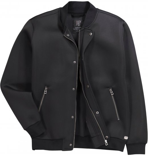 JP1880 College Jacket Scuba Fabric with Zipper Black - Jassen - Grote Maten Herenjassen