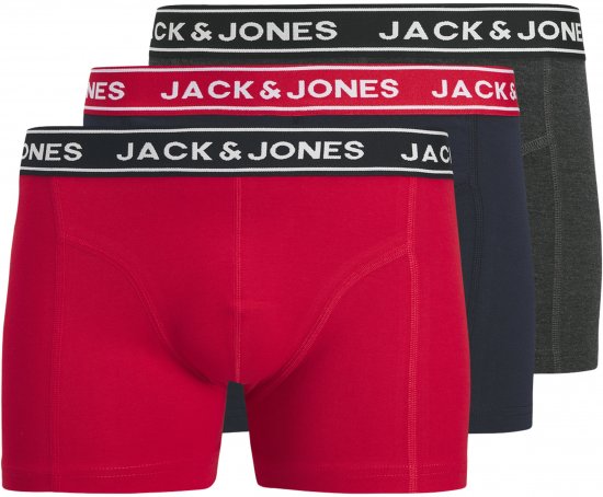 Jack & Jones Hector Solid Trunks 3-Pack Navy/Red/Grey - Boxershorts - Grote Maten Boxershorts Heren