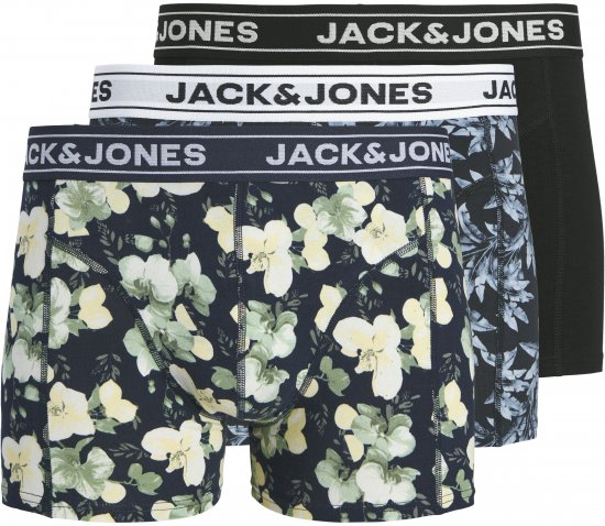 Jack & Jones Acray Flower Boxers 3-Pack Black/Navy - Ondergoed & zwem - Grote Maten Ondergoed Heren