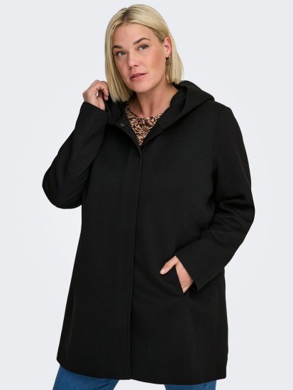 Only Carmakoma Sedona Light Coat Black - Wintermantels - Winterjassen in grote maten