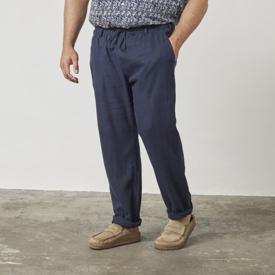 North Latitude 61155 Linnen Comfort Fit Broek Navy Blauw - Jeans & broeken - Jeans & Broeken Grote Maten Heren