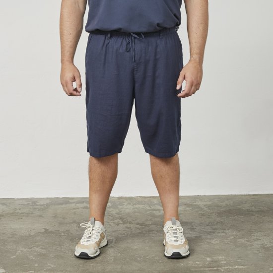 North Latitude 61154 Linnen Comfort Fit Shorts Navy Blauw - Korte broeken - Grote Maten Korte Broeken Heren