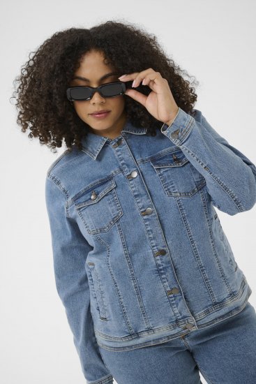 Kaffe Curve Vilana Denim Jacket Washed Blue - Spijkerjassen - 